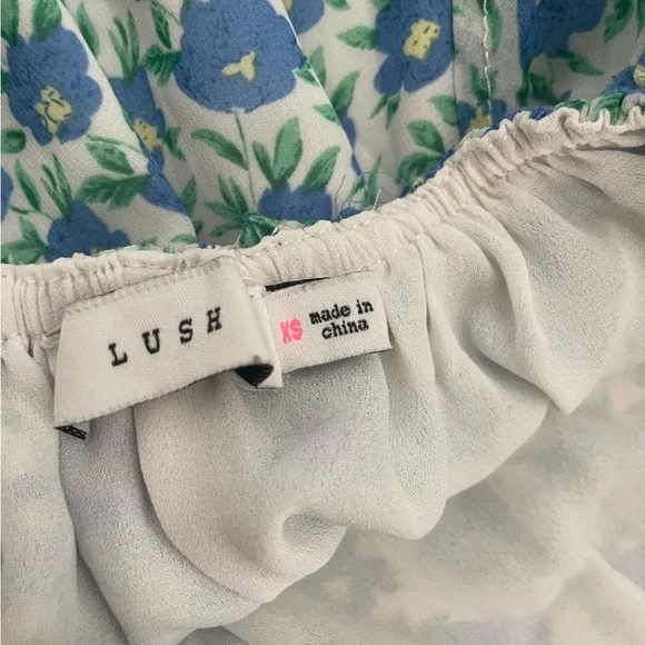 Lush Blue and White Floral Dress - Picture 3 of 4